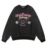 Men Hoodie Sweater Men's Loose Leisure Sports Letter Printing Worn Looking Washed-out