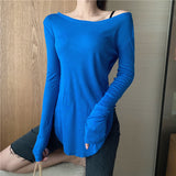Women Long Sleeve Shirt Crew Neck Bottoming Shirt Top