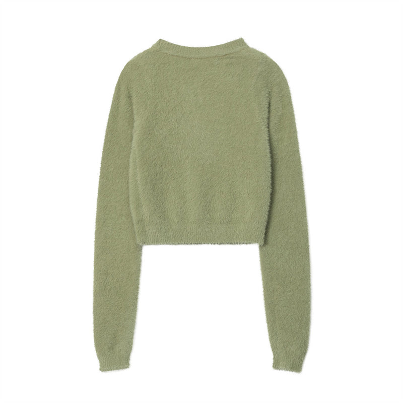 Women Sweater Short Sweater Girls' Autumn round Neck Long Sleeve Wool Casual