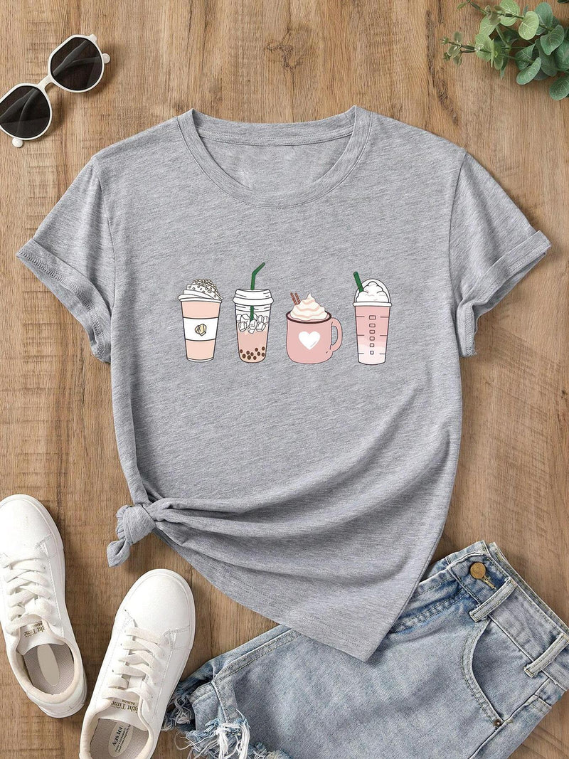 Bubble Tea Women T Shirt Print T-Shirt Woman Casual Short