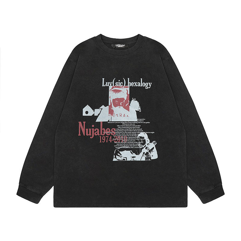 Men Long Sleeve Shirt Washed Long Sleeve Bottoming T-shirt Men and Women Oversize