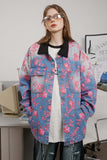 Unisex Jacket Autumn Floral Offset Denim Coat Women's Clothing