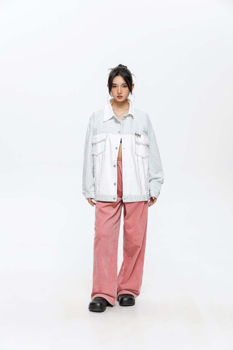 Unisex Jacket Autumn Monochrome Stitching Casual Coat Women's Clothing