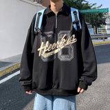 Men Hoodie Autumn Sweater Male Half Zipper Retro Fashion Brand Loose Top Coat