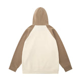 Men Hoodie Animal Print Dog Hooded Sweater Color-Block Raglan Sleeves