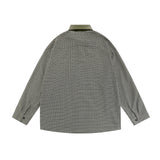 Men Long Sleeved T Shirt Vintage Plaid Long Sleeve Shirt Ins Bear Embroidery Pocket Casual Shirt