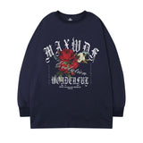 Men Long Sleeve Shirt T-shirt Men's and Women's Autumn and Winter Rose Letter Print Loose Design