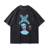 Men's T Shirt Printed Short-Sleeved T-shirt Men's and Women's Retro Loose