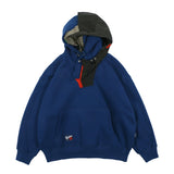 Men Fleece Lined Hoodie Stitching Hooded Hooded Sweaters Menswear Loose Pullover