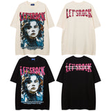 Men T Shirt Printed Short-Sleeved T-shirt for Men and Women Couple Retro Loose Hip Hop
