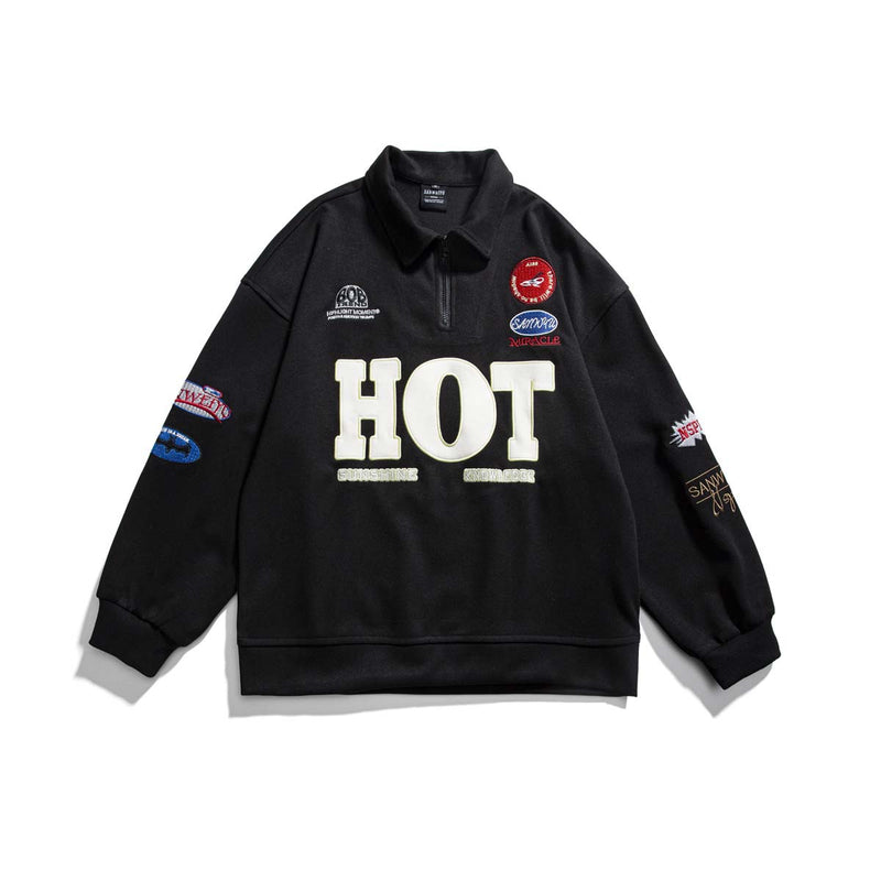 Unisex Jacket Autumn Letter Embroidered Pullover Sweatshirt