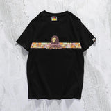 Bathing Ape T Shirt Summer Casual Straight White Short Sleeve Cotton Round Neck T-shirt