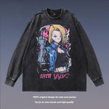 Men Long Sleeve Shirt Vintage Cartoon Print Oversize Long Sleeve T-shirt for Men and Women