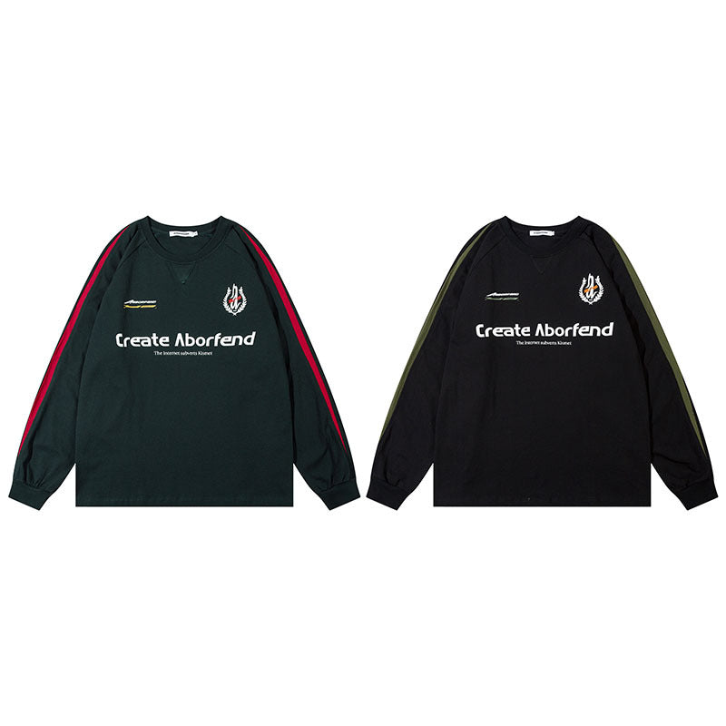 Men Long Sleeve Shirt Retro College Style Idle Style Sports Long Sleeve Casual Sweatshirt Men and Women