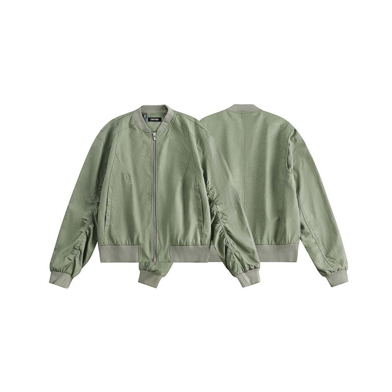 Unisex Jacket Fall Pleating Bomber Jacket Women
