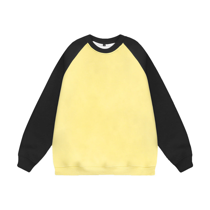 Men Hoodie Raglan Sleeve round Neck Sweater Men's Spring and Autumn Loose Casual