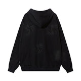 Unisex Vintage Hoodie Embroidery Washed Old Pullover