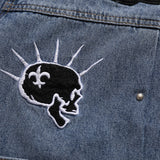 Men Denim Jacket Embroidered Denim Jacket Men's Loose Outer Wear Jacket
