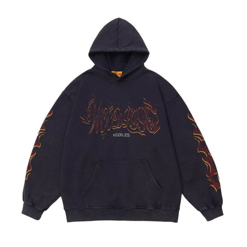 Men Hoodie Letter Hooded Sweater Men's Loose Casual Wash
