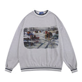 Men Hoodie Spring and Autumn Loose round Neck Sweater Men's Casual Long Sleeve Printed