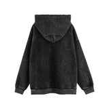 Men Hoodie Washed and Worn Hooded Sweater Men Printed Long-Sleeved Top Autumn and Winter