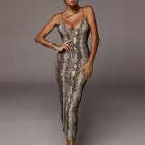 Jungle Print Maxi Dress Summer Slip Dress Sexy