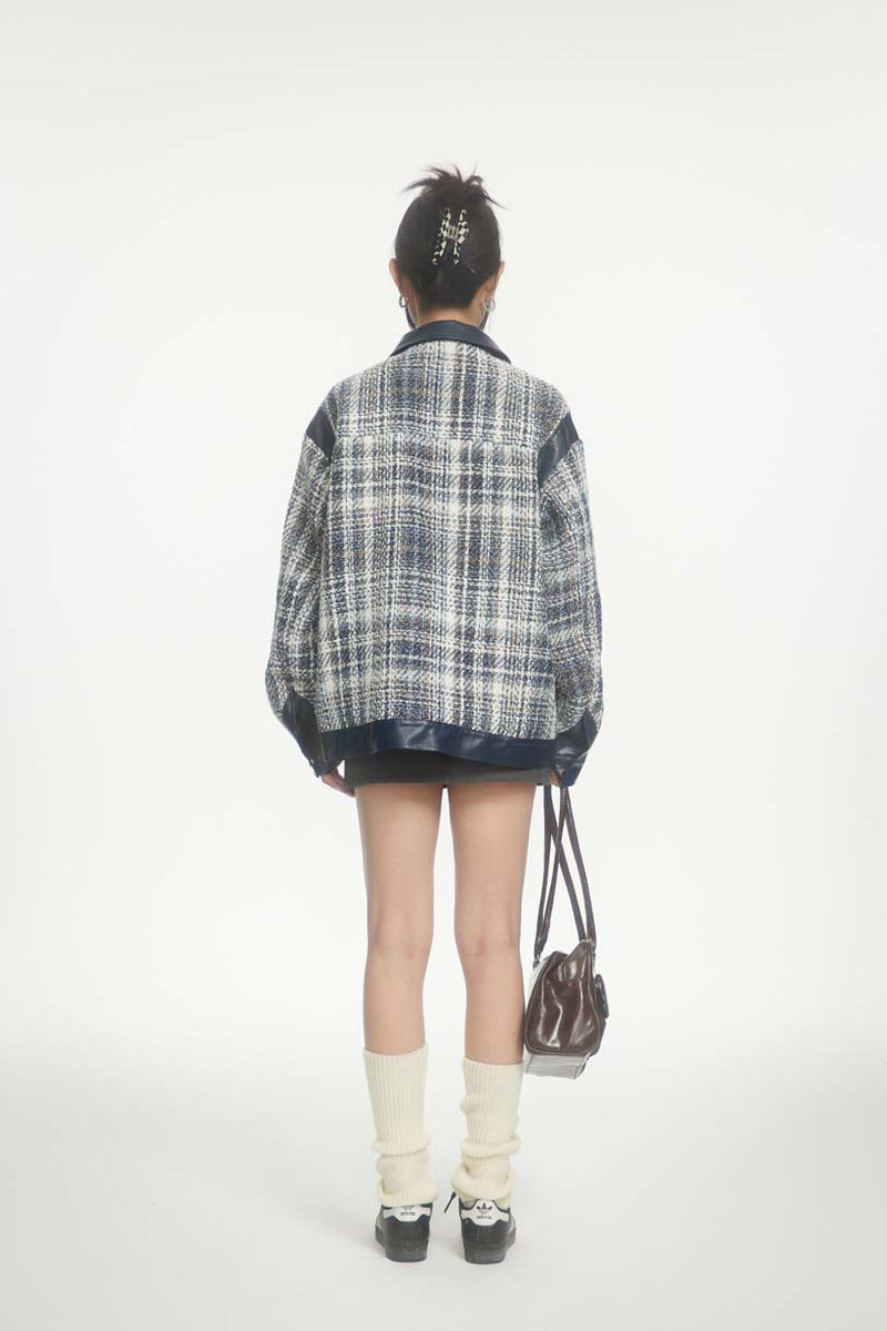 Unisex Jacket Fall Classic Style Stitching Leather Coat