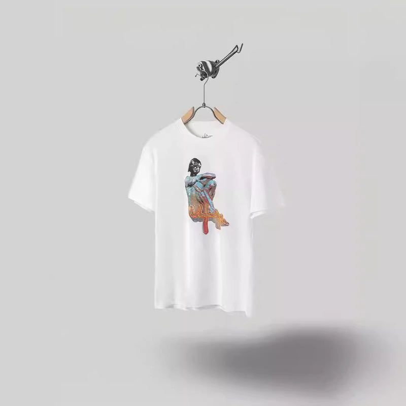 Mens T-shirts Travis Scott Cactus Jack x Utopia Short Sleeve Cotton T-Shirt