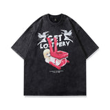 Men T Shirt Vintage Butterfly Print Short Sleeve T-shirt for Men and Women Couple