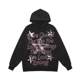 Men Hoodie XINGX Letter Print Sweatshirt Men's Hip Hop Rock Wash Pullover Hoodie