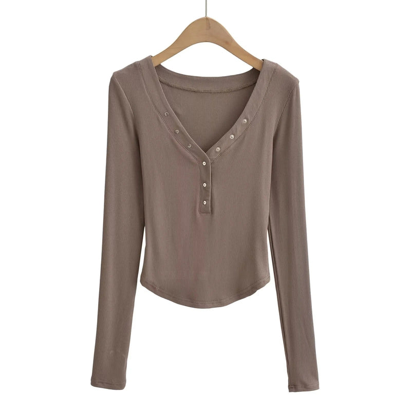Women T-Shirt Top Hot Girl Slim-Fit Short Long Sleeve T-shirt Top