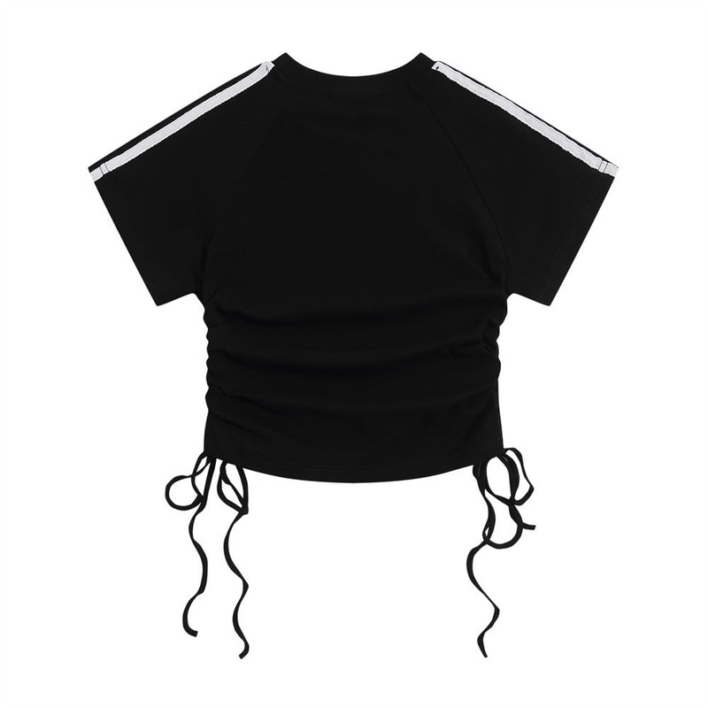 Women T-shirt Short-Sleeved T-shirt Summer Color Matching Bare Midriff Slim Fit O-neck Short