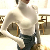 Women Long Sleeve Shirt High Collar Bottoming Shirt Stretch Top for Women