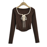 Women T-Shirt Retro Long-Sleeved T-shirt Autumn