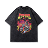 TKPA American washed retro old flame skull print short