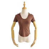 Women T-Shirt Summer Polo Lapel V Short Sleeve T-shirt