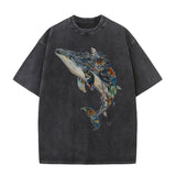 Whale Print Graphic T-shirts for Men Casual High Street