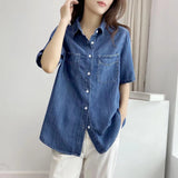 Women T-shirt Denim Shirt Spring/Summer Loose Top Coat