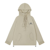 Men Hoodie Drawstring Lace Hooded Sweater Men's Loose Masked Turtleneck Pullover Hoodie Autumn and Winter