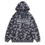 Men Fleece Lined Hoodie Camouflage Cardigan Sweater Men's Autumn and Winter High Street Zip Long Sleeve Coat