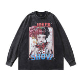 Men Long Sleeve Shirt Autumn Dark Distressed Long Sleeve T-shirt Men and Women Casual Couple
