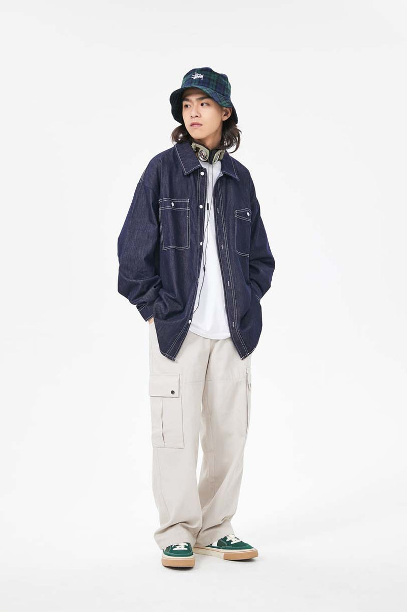 Unisex Jacket Fall Raw Wash Shirt Women's Clothing