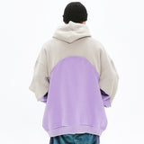Men Fleece Lined Hoodie Patchwork Hoodie Men's Autumn and Winter Letters Puff Print Pullover