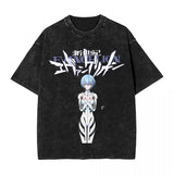 EVANGELIO Vintage Washed T-Shirt Male Anime Ayanamied