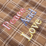 Men Long Sleeved T Shirt Loose Plaid Long Sleeve Shirt Men Casual Embroidery Letter Vintage Shirt