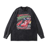 Men Long Sleeve Shirt Printed Washed Long Sleeve Bottoming T-shirt for Men and Women