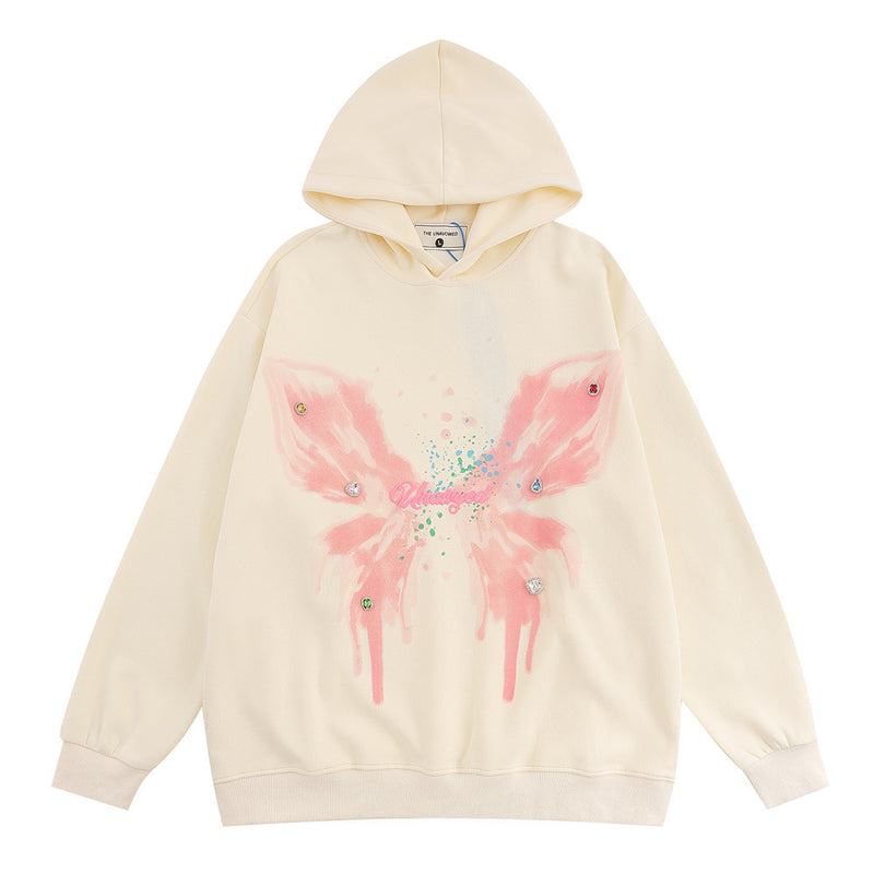 Men Hoodie Butterfly Graffiti Printed Hoodie Men Vibe