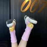 Kapital Sock Pingtian Hehong Wool Thick Needle Smiley Heel Thick Japanese Style Workwear Mixed Color Stripe Socks