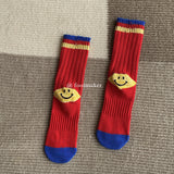 Kapital Sock Hitian Hehong Thick Thread Smiley Face Socks Autumn and Winter Celebrity Thick Knitted Socks Mid-Calf Knitted Wool