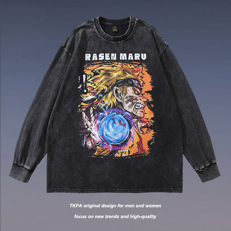 Men Long Sleeve Shirt Printed Distressed Long Sleeve T-shirt Men's and Women's Oversize Bottoming T-shirt